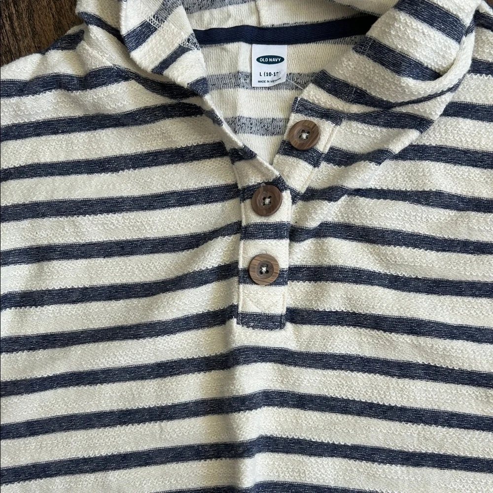 Old Navy Kids Striped Hoodie - Navy and Cream